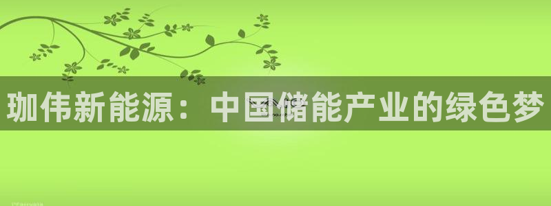 新宝GG娱：珈伟新能源：中国储能产业的绿